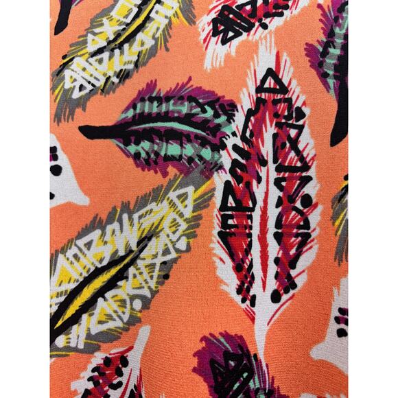 Lularoe Women's Size 3X Azure Salmon Feathers Knee Length A-Line Pull-On Skirt - Picture 2 of 5